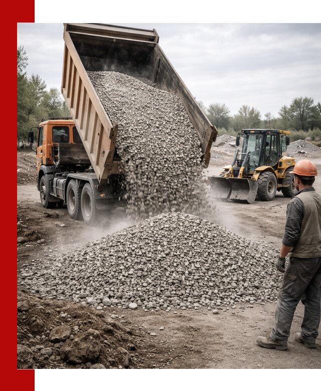 Доставка щебня в Стрежевом крупными и мелкими фракциями