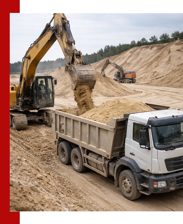 Доставка карьерного песка с самосвалами и разгрузкой в Стрежевом