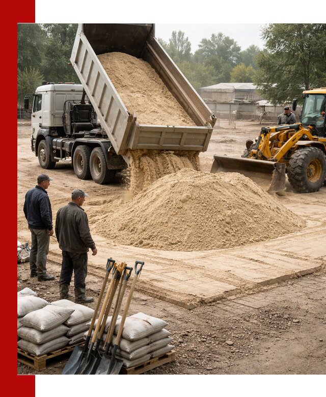 Доставка мытого песка в Стрежевом с самосвалами по выгодной цене