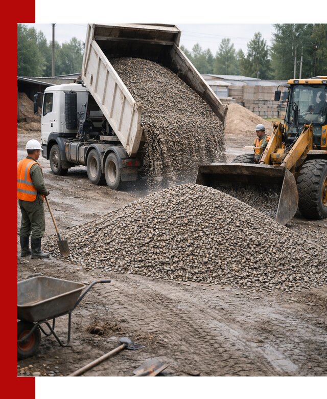 Мытый гравий с доставкой в Стрежевом от карьера до участка