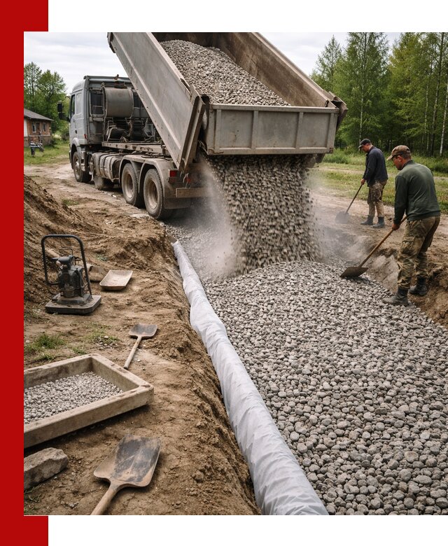 Гравий для дренажа с доставкой в Стрежевом качественный и недорогой