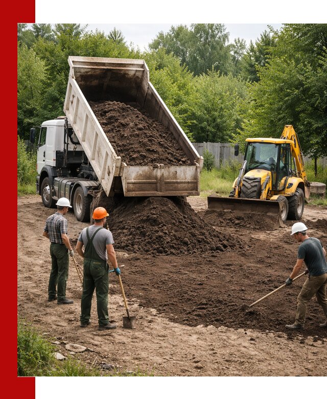 Доставка и укладка грунта для выравнивания участка в Стрежевом