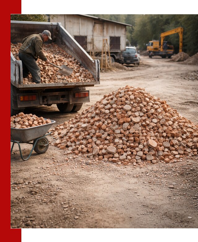 Доставка и подушка из боя кирпича с разгрузкой в Стрежевом