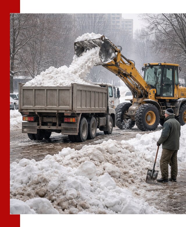 Вывоз снега грузовой техникой в Стрежевом оперативно и чисто