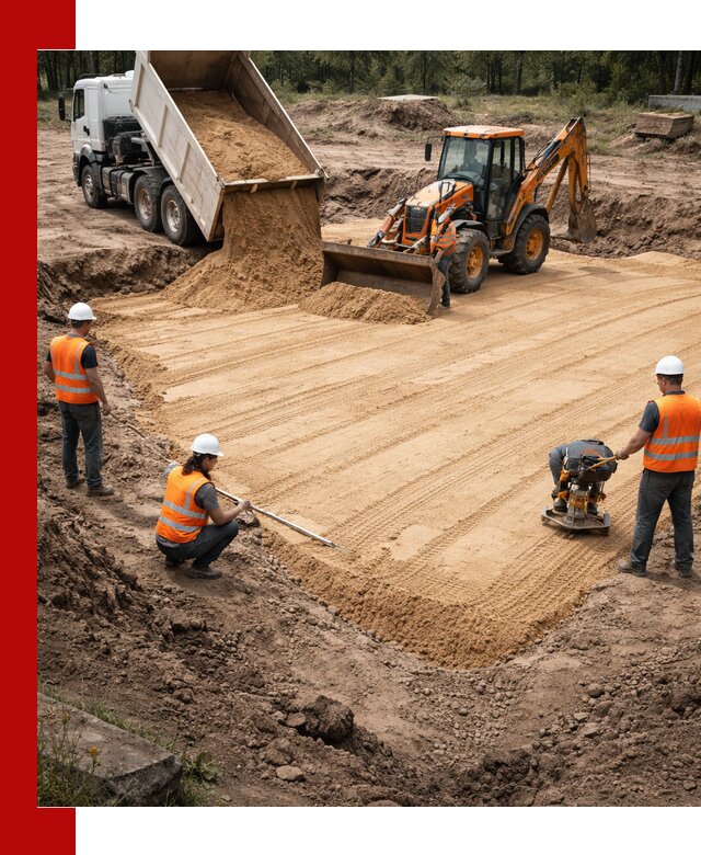 Устройство песчаной подушки для фундаментов и дорог в Стрежевом